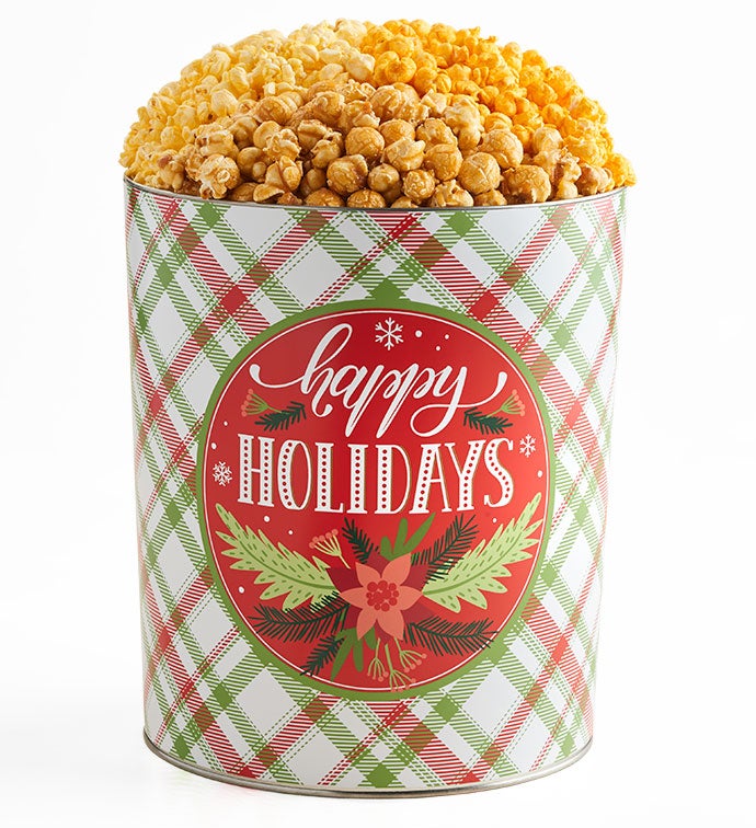 Holiday Cheer 3 1/2 Gallon 3 Flavor Popcorn Tin